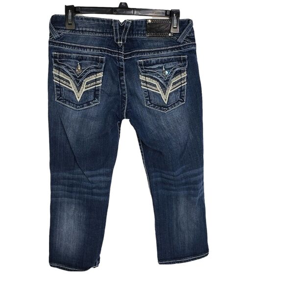 Vigoss Womens Capri Sz 5/6 21 The New York Denim Blue Jeans Distressed Embroider - Picture 2 of 12